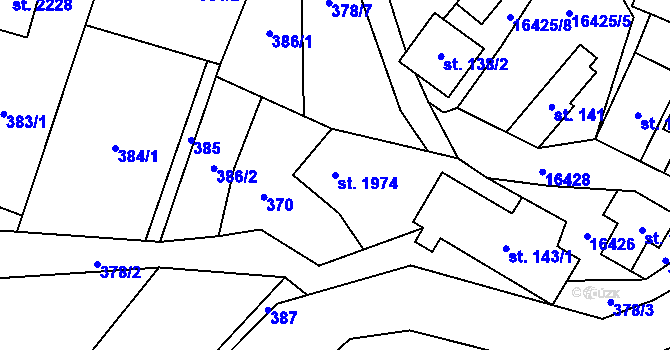 Parcela st. 1974 v KÚ Hovězí, Katastrální mapa