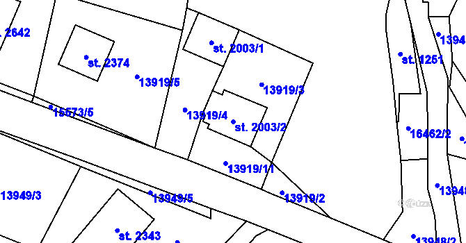 Parcela st. 2003/2 v KÚ Hovězí, Katastrální mapa