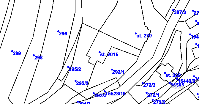 Parcela st. 2015 v KÚ Hovězí, Katastrální mapa