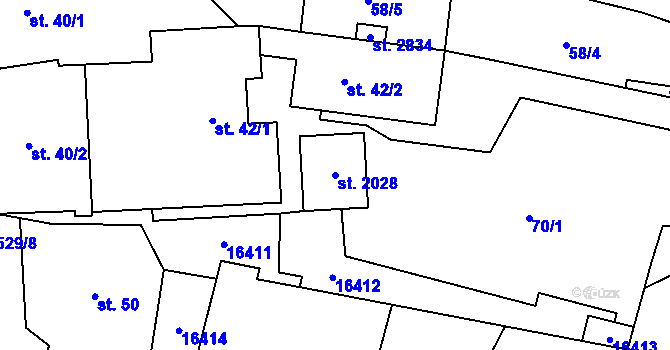 Parcela st. 2028 v KÚ Hovězí, Katastrální mapa