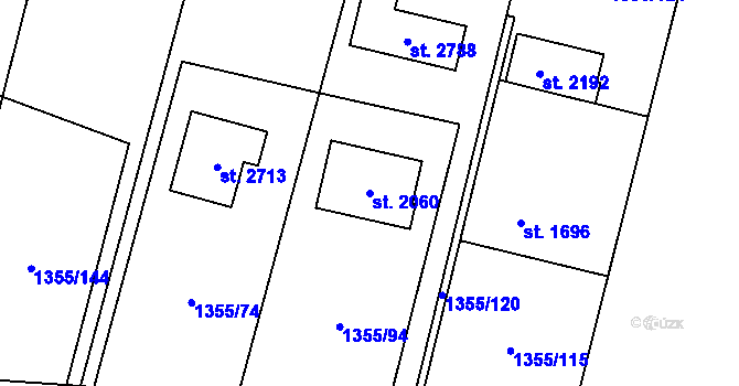 Parcela st. 2060 v KÚ Hovězí, Katastrální mapa