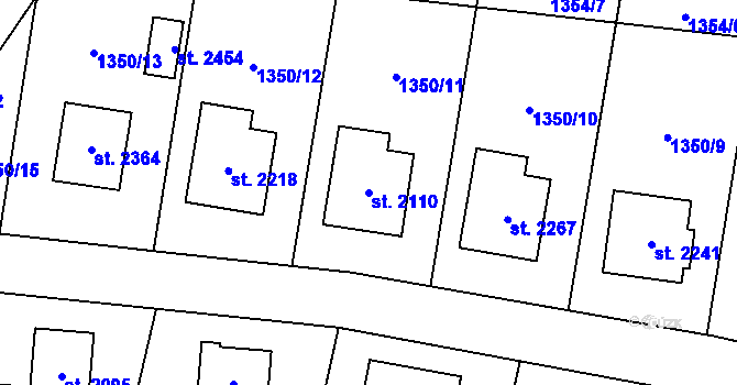 Parcela st. 2110 v KÚ Hovězí, Katastrální mapa