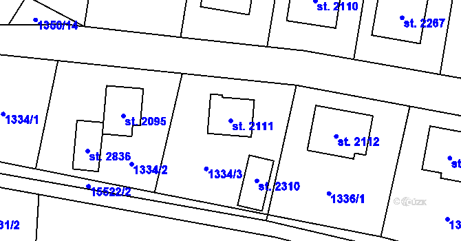 Parcela st. 2111 v KÚ Hovězí, Katastrální mapa