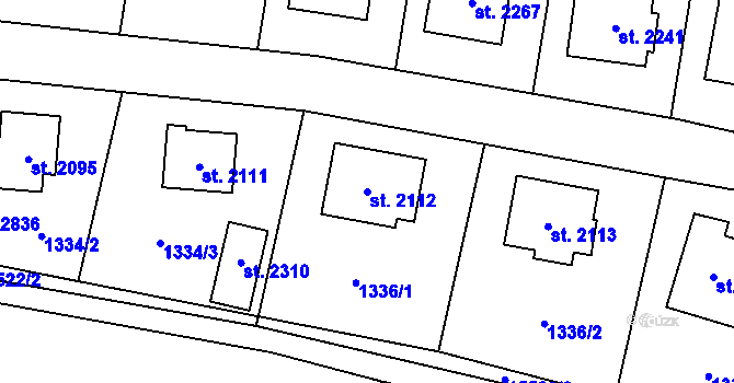 Parcela st. 2112 v KÚ Hovězí, Katastrální mapa
