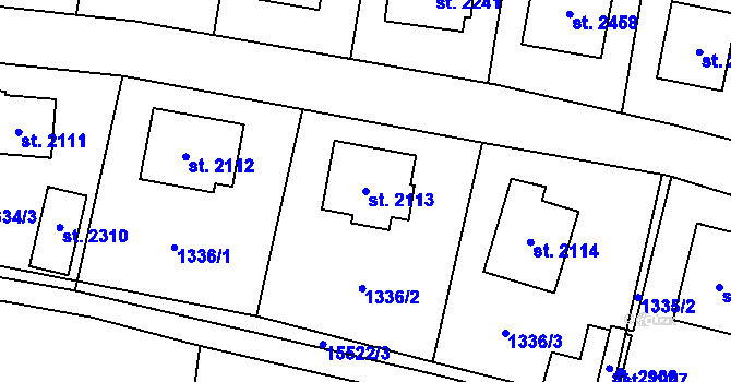 Parcela st. 2113 v KÚ Hovězí, Katastrální mapa