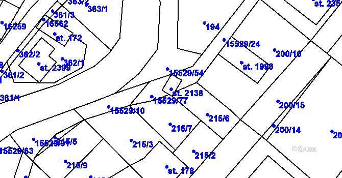Parcela st. 2138 v KÚ Hovězí, Katastrální mapa