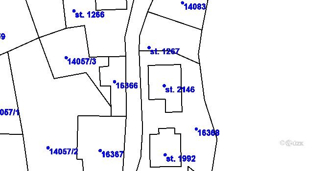 Parcela st. 2146 v KÚ Hovězí, Katastrální mapa