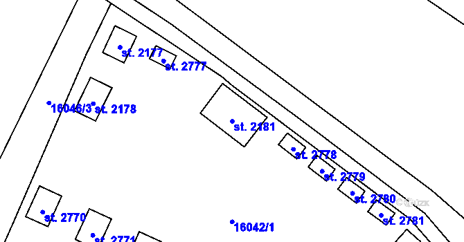 Parcela st. 2181 v KÚ Hovězí, Katastrální mapa