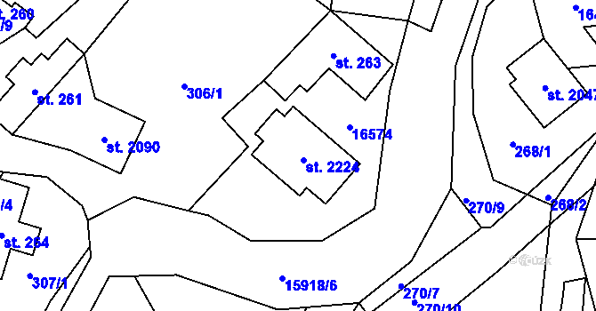 Parcela st. 2224 v KÚ Hovězí, Katastrální mapa