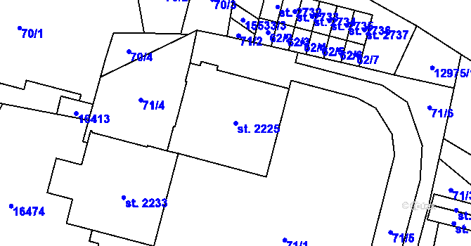 Parcela st. 2225 v KÚ Hovězí, Katastrální mapa