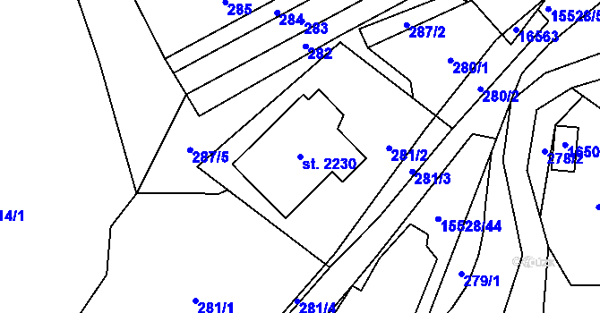 Parcela st. 2230 v KÚ Hovězí, Katastrální mapa