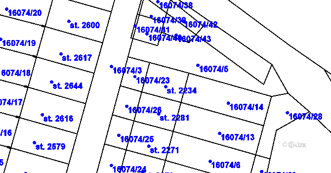Parcela st. 2234 v KÚ Hovězí, Katastrální mapa