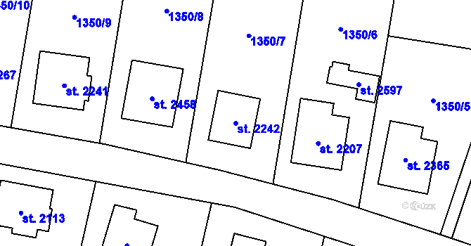 Parcela st. 2242 v KÚ Hovězí, Katastrální mapa
