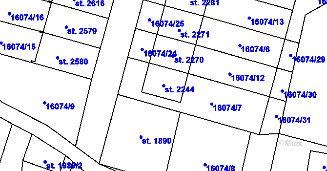 Parcela st. 2244 v KÚ Hovězí, Katastrální mapa