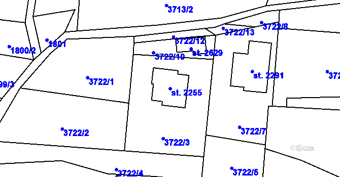 Parcela st. 2255 v KÚ Hovězí, Katastrální mapa