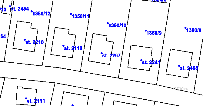 Parcela st. 2267 v KÚ Hovězí, Katastrální mapa