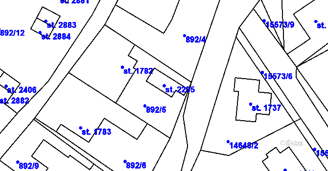 Parcela st. 2295 v KÚ Hovězí, Katastrální mapa