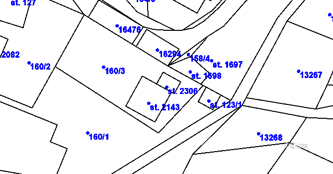 Parcela st. 2306 v KÚ Hovězí, Katastrální mapa