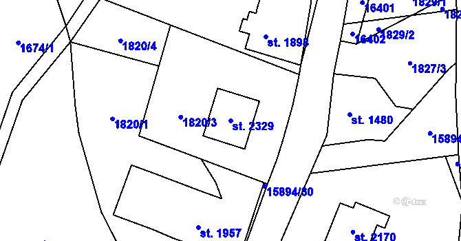 Parcela st. 2329 v KÚ Hovězí, Katastrální mapa