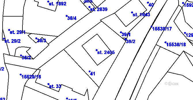 Parcela st. 2405 v KÚ Hovězí, Katastrální mapa