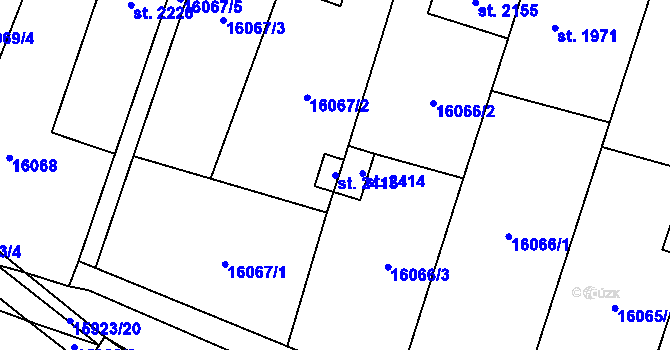Parcela st. 2415 v KÚ Hovězí, Katastrální mapa