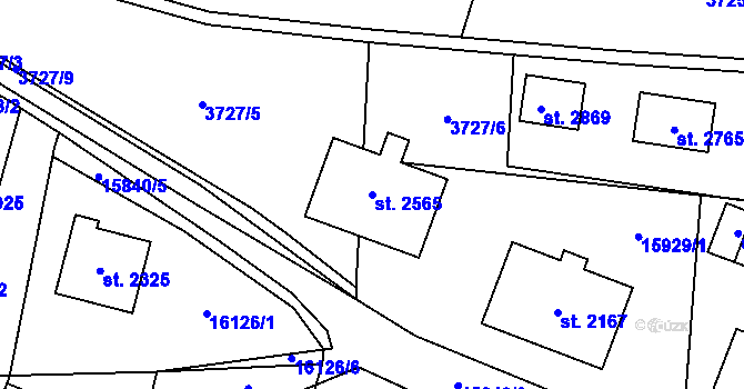 Parcela st. 2565 v KÚ Hovězí, Katastrální mapa