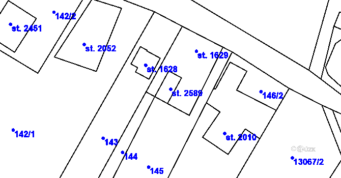 Parcela st. 2589 v KÚ Hovězí, Katastrální mapa