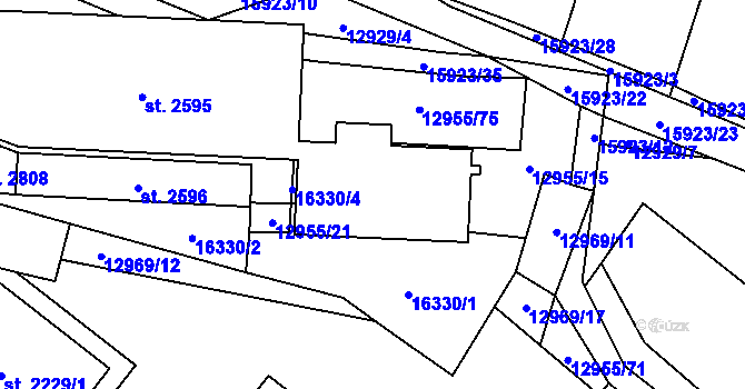 Parcela st. 2595 v KÚ Hovězí, Katastrální mapa