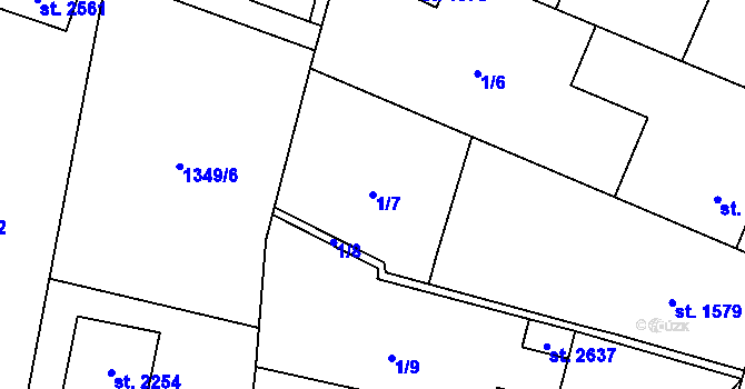 Parcela st. 1/7 v KÚ Hovězí, Katastrální mapa