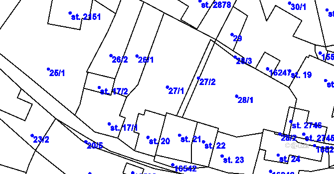 Parcela st. 27 v KÚ Hovězí, Katastrální mapa