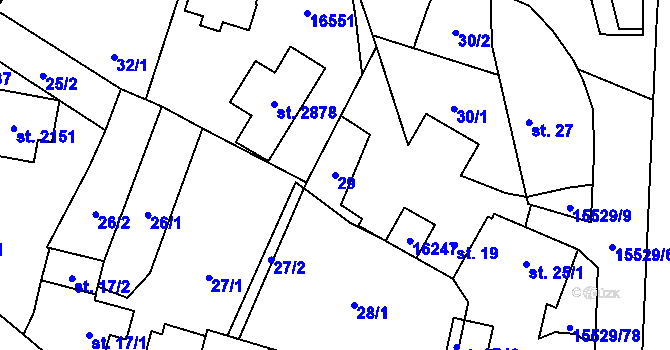 Parcela st. 29 v KÚ Hovězí, Katastrální mapa