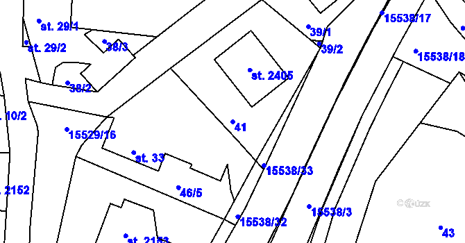 Parcela st. 41 v KÚ Hovězí, Katastrální mapa