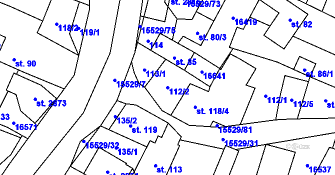 Parcela st. 112/2 v KÚ Hovězí, Katastrální mapa