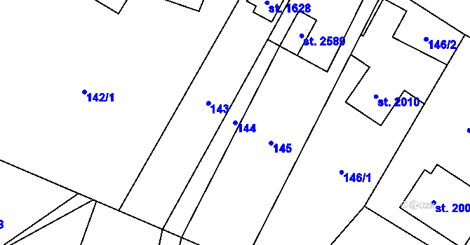 Parcela st. 144 v KÚ Hovězí, Katastrální mapa