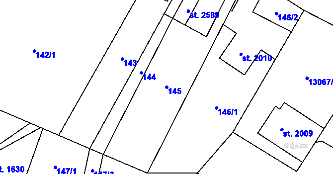 Parcela st. 145 v KÚ Hovězí, Katastrální mapa
