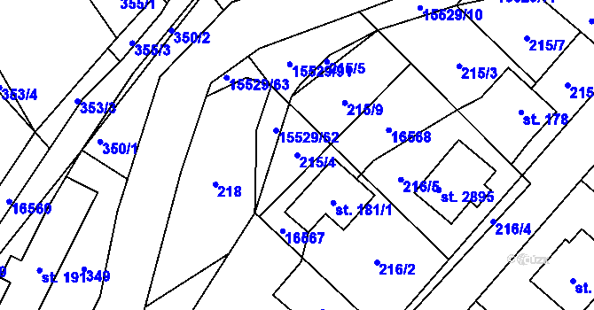 Parcela st. 215/4 v KÚ Hovězí, Katastrální mapa