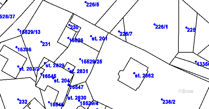 Parcela st. 235 v KÚ Hovězí, Katastrální mapa