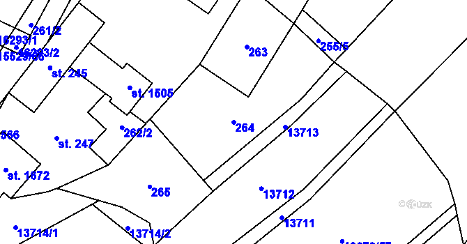 Parcela st. 264 v KÚ Hovězí, Katastrální mapa