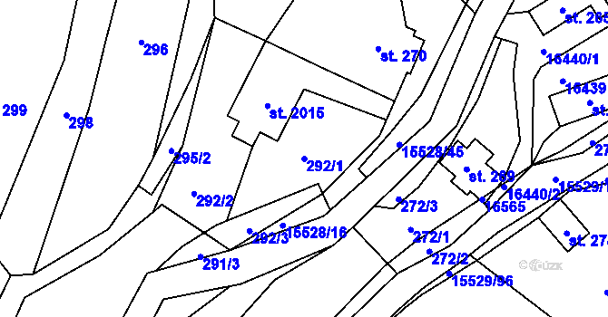 Parcela st. 292/1 v KÚ Hovězí, Katastrální mapa