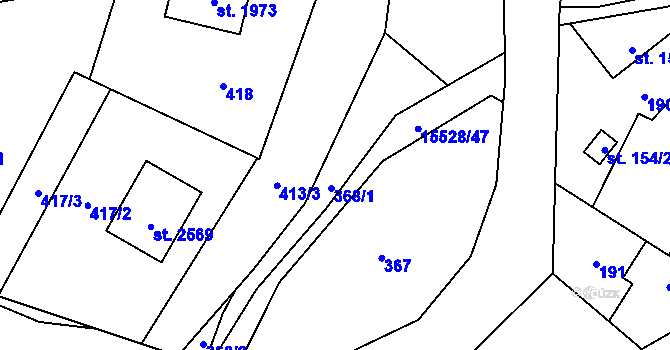 Parcela st. 368 v KÚ Hovězí, Katastrální mapa