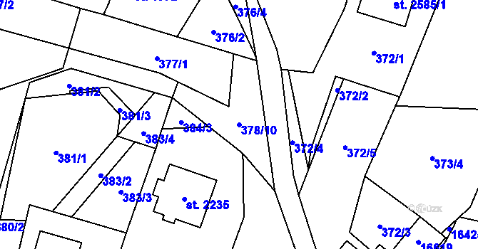 Parcela st. 378/10 v KÚ Hovězí, Katastrální mapa