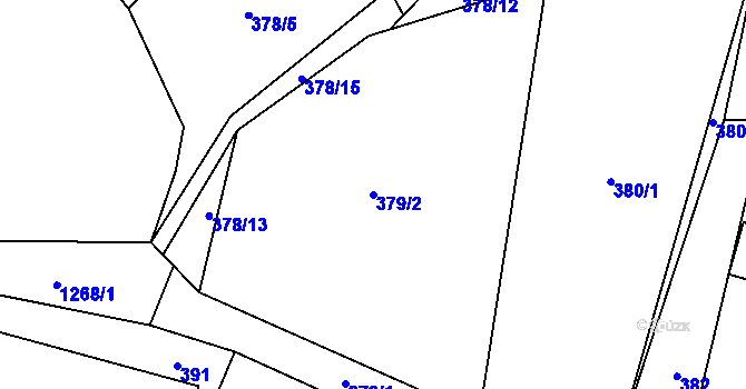 Parcela st. 379/2 v KÚ Hovězí, Katastrální mapa