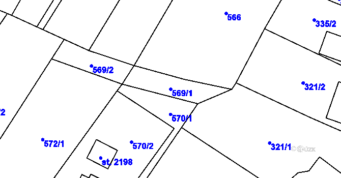 Parcela st. 569/1 v KÚ Hovězí, Katastrální mapa