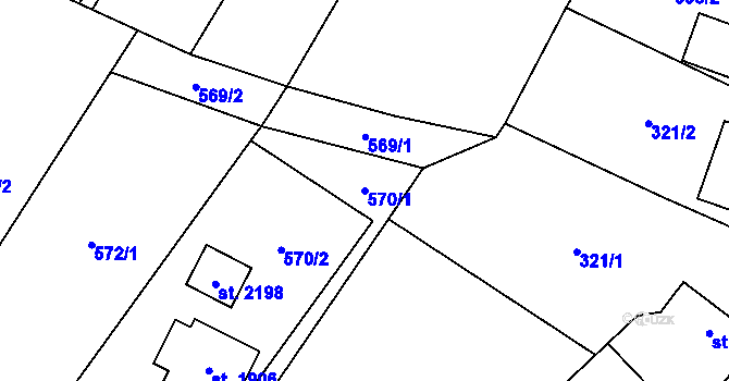 Parcela st. 570/1 v KÚ Hovězí, Katastrální mapa