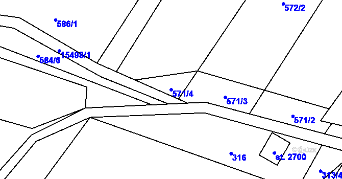 Parcela st. 571/4 v KÚ Hovězí, Katastrální mapa
