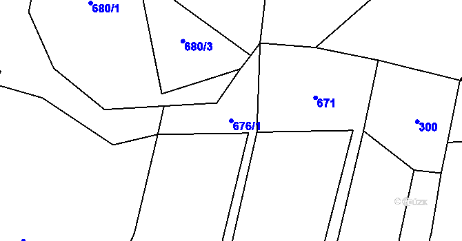 Parcela st. 676/1 v KÚ Hovězí, Katastrální mapa