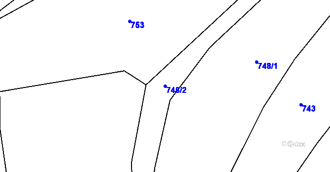 Parcela st. 748/2 v KÚ Hovězí, Katastrální mapa