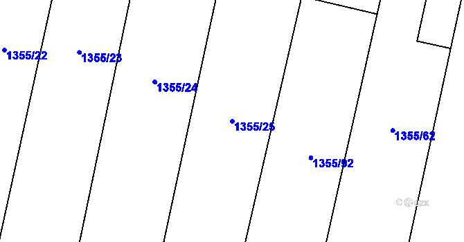 Parcela st. 1355/25 v KÚ Hovězí, Katastrální mapa