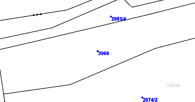 Parcela st. 2068 v KÚ Hovězí, Katastrální mapa