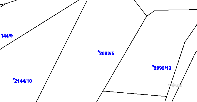 Parcela st. 2092/5 v KÚ Hovězí, Katastrální mapa